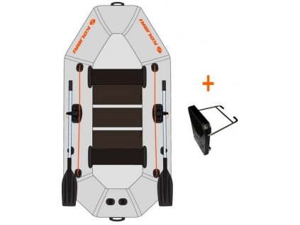 Čln Kolibri K-280 T šedý, lamelová podlaha + držiak motora