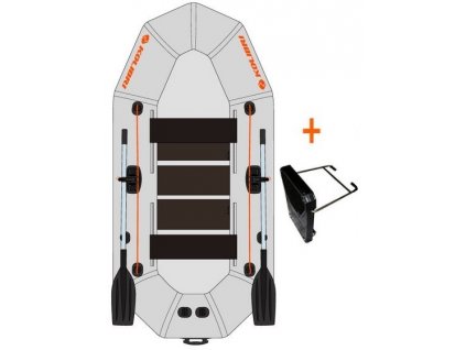 Čln Kolibri K-290 T profi, šedý, lamelová podlaha + držiak motora