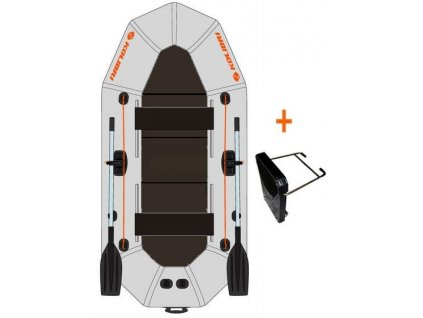 Čln Kolibri K-290 TP profi, šedý, pevná podlaha + držiak motora