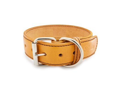 Kožený obojek STUBBY | hořčicová (Šířka 2,5 cm, Obvod krku 25 - 35 cm)
