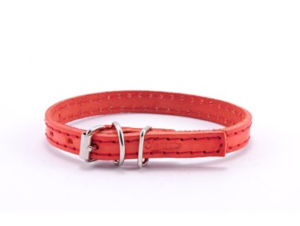 Kožený obojek STUBBY | Mini | červený (Šířka 1 cm, Obvod krku 17 - 22 cm)