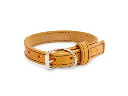 Kožený obojek STUBBY | Mini | hořčicová (Šířka 1 cm, Obvod krku 17 - 22 cm)