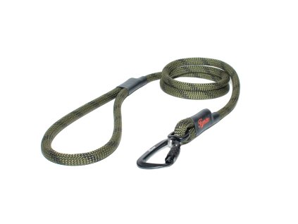 Lanové vodítko KLASIK TWIST velký pes | khaki s černým prošitím - 011 (Délka 175 cm)
