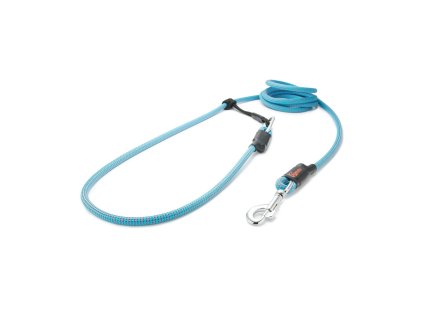 Lanové vodítko EASY LONG | velký pes | Bledě modré s červeným prošitím - 055 (Délka 4 m)