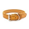 Kožený obojek STUBBY | hořčicová (Šířka 2,5 cm, Obvod krku 25 - 35 cm)
