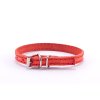 Kožený obojek STUBBY | Mini | červený (Šířka 1 cm, Obvod krku 17 - 22 cm)