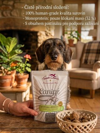 Přírodní dobrota bez jakýchkoliv kompromisů! 🦘🌿 Křupavé kuličky Terra Canis Canipé Hypoallergen přináší to nejlepší pro...