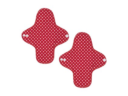 Reusable daily organic cotton cloth pads Midi - Red Dots 2 pcs