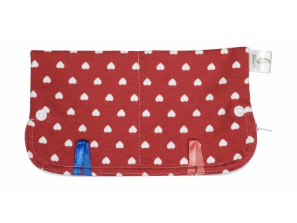 Moon Pouch for cloth pads - Red Hearts