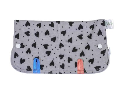 Moon Pouch for cloth pads - Grey Hearts