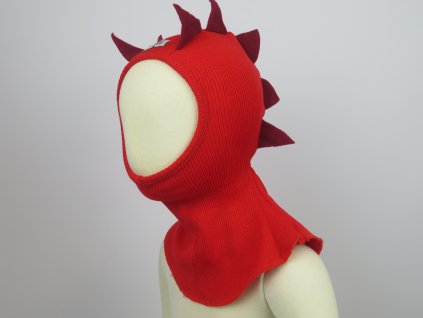 Manymonths sloní čepice merino DINO Poppy Red