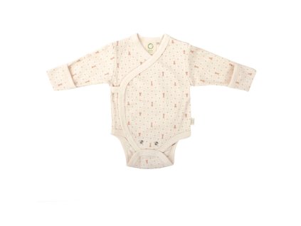 Dětské body dlouhý rukáv - Ecru/Brown