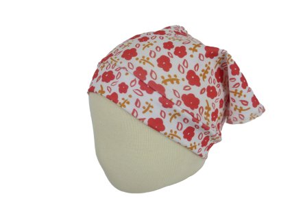 Dětský šátek na hlavu z BIObavlny - Red Flowers