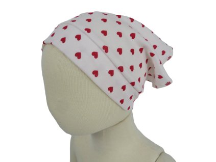 Dětský šátek na hlavu z BIObavlny - White Hearts