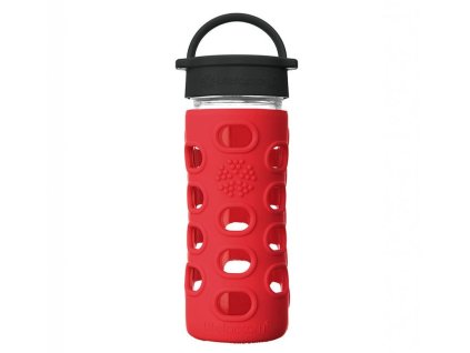 Skleněná láhev Lifefactory 350 ml klasický uzávěr Apple Red