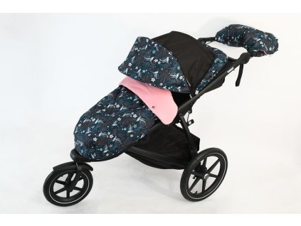 Sada na kočárek Thule Hummingbird- Pink - nánožník, rukávník, clona, prodloužení stříšky, potah na dětské madlo