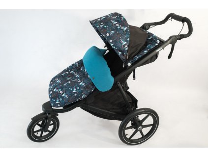 Sada na kočárek Thule Hummingbird- Turquoise- nánožník, rukávník, clona, prodloužení stříšky, potah na dětské madlo