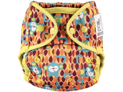 Pop-in AIO bamboo reusable popper nappy Monkey