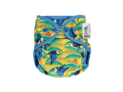 Pop-in AIO bamboo reusable popper nappy Parrot