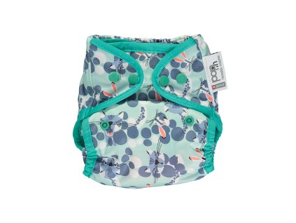 Pop-in AIO bamboo reusable popper nappy Snow Leopard