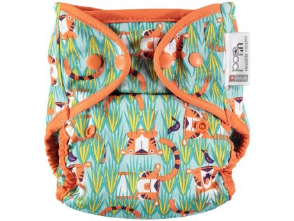 Pop-in AIO bamboo reusable popper nappy Tiger