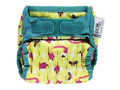 Pop-in AIO reusable aplix bamboo nappyFlamingo
