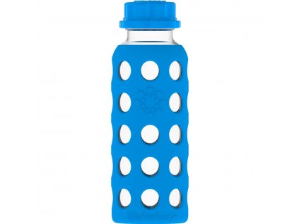 Skleněná láhev Lifefactory 265 ml dětská plochý uzávěr Cobalt blue