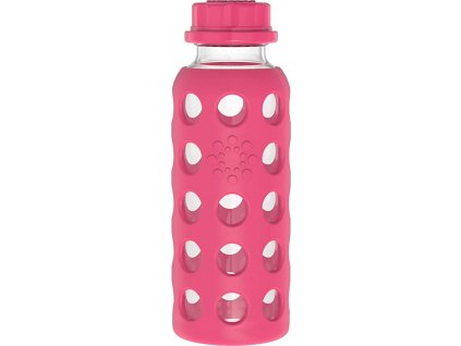 Skleněná láhev Lifefactory 265 ml dětská plochý uzávěr Raspberry
