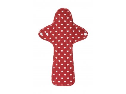 Noční/poporodní látková vložka z biobavlny Maxi plus - Red Hearts 1 ks