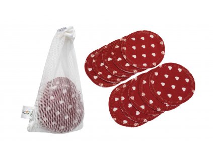 Odličovací tamponky z biobavlny - Red Hearts 10 ks