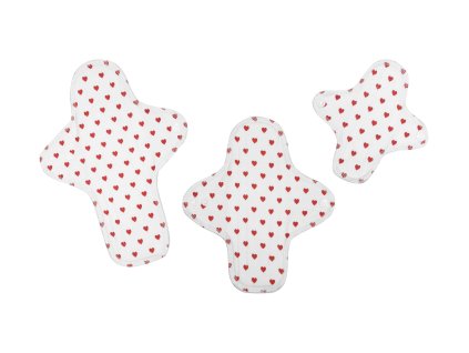 Startovací balíček látkových vložek z biobavlny Trial - White Hearts 3 ks