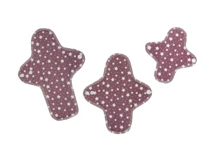 Startovací balíček látkových vložek z biobavlny Trial - Lila Stars 3 ks