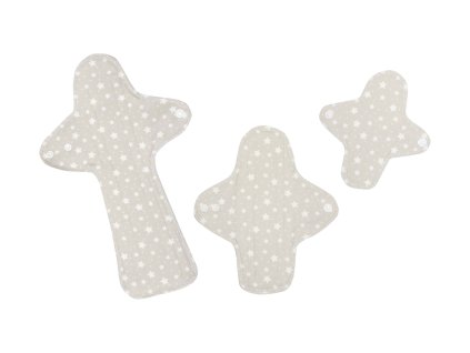 Startovací balíček látkových vložek z biobavlny Trial plus - Beige Stars 3 ks