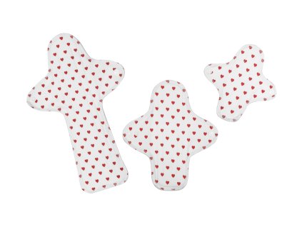 Startovací balíček látkových vložek z biobavlny Trial plus - White Hearts 3 ks