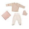 Geschenkset klein – Lätzchen, Body, Strampler Braun/Ecru (Velikost 68 (3-6 měs.))