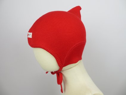 Manymonths zavazovací čepice merino poppy red