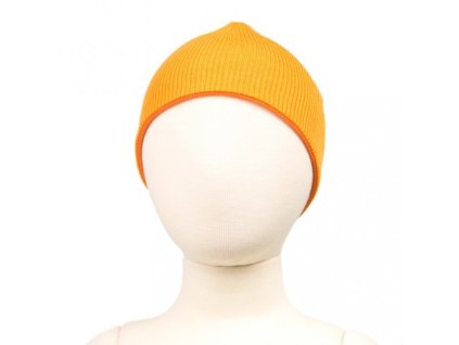 Manymonths oboustran. čepice merino Saffron Yellow (žlutá)