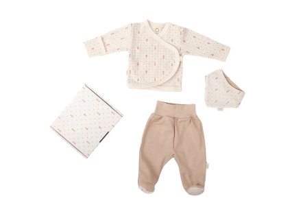 Dárkový set malý - bryndáček, body, dupačky Ecru