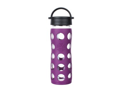 Skleněná láhev Lifefactory 475 ml klasický uzávěr Plum