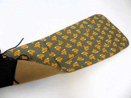 Podložka do kočárku Thule - Lišky na khaki, fleece tmavě béžový