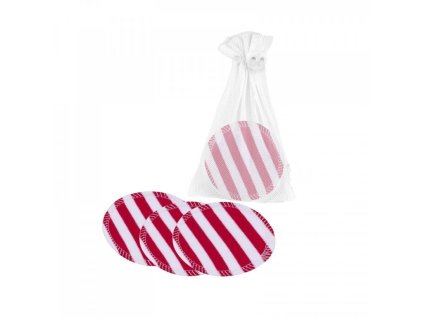 Odličovací tamponky z biobavlny - Red Stripes 10 ks