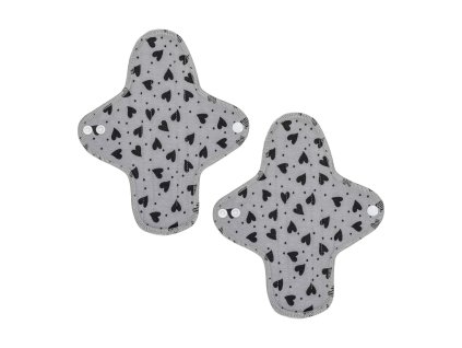 Denní látkové vložky z biobavlny Midi - Grey Hearts 2 ks