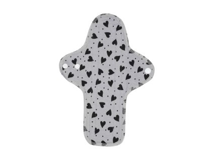 Noční/poporodní látková vložka z biobavlny Maxi - Grey Hearts 1 ks