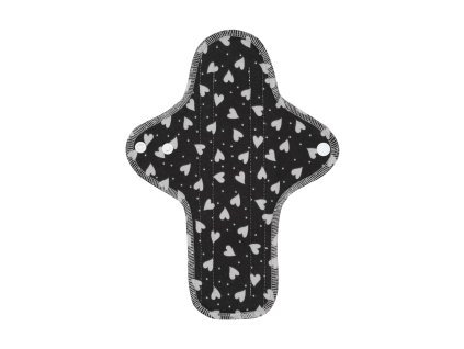 Noční/poporodní látková vložka z biobavlny Maxi - Black Hearts 1 ks