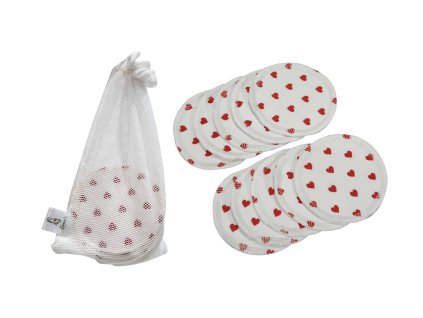 Odličovací tamponky z biobavlny - White Hearts 10 ks