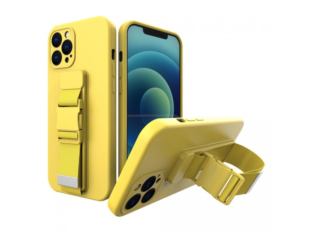 Lanové pouzdro gelové pouzdro s řetízkem šňůrka na zavěšení iPhone 11 Pro žlutá