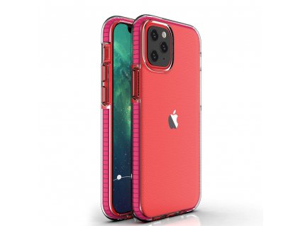 Jarní pouzdro čirý gelový ochranný kryt TPU s barevným rámečkem pro iPhone 13 mini světle růžový