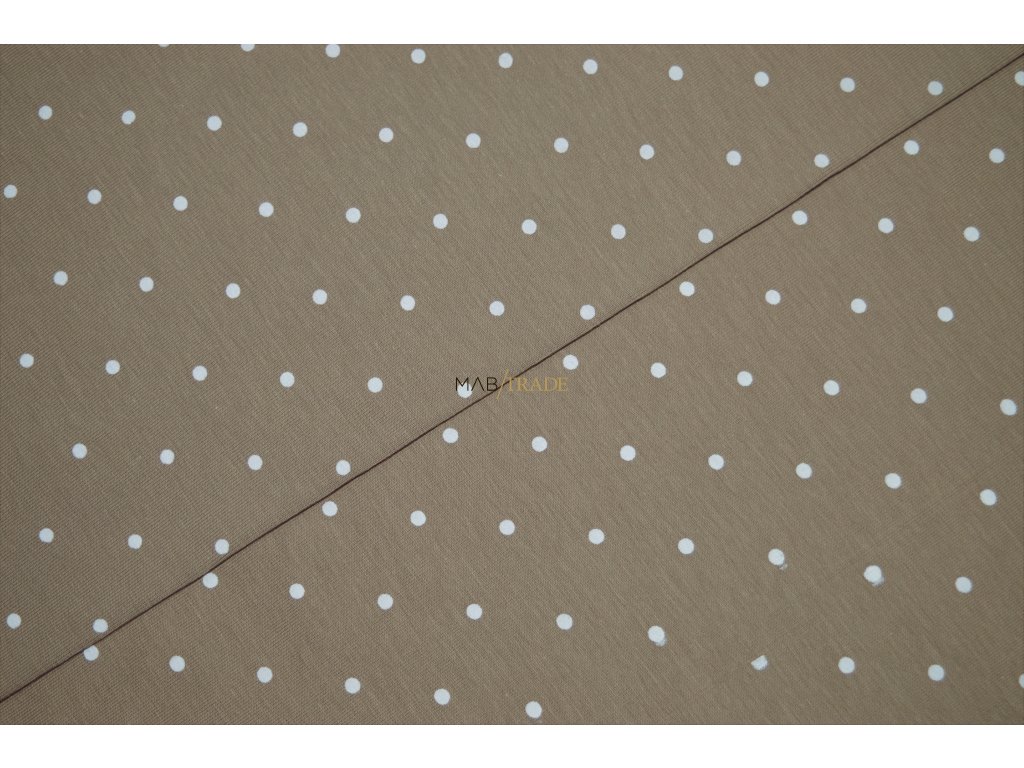 Bavlněný úplet - elastický jednolícní tisk Puntíky Stone Kód 2902-3048