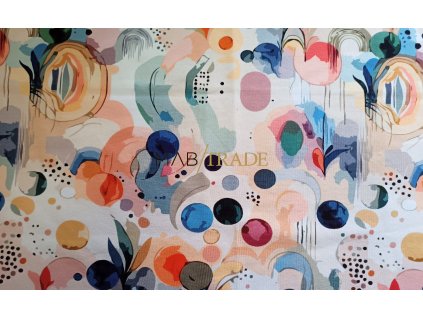 Bavlněný úplet - elastický jednolíc digi tisk Kuličky 2903-4868