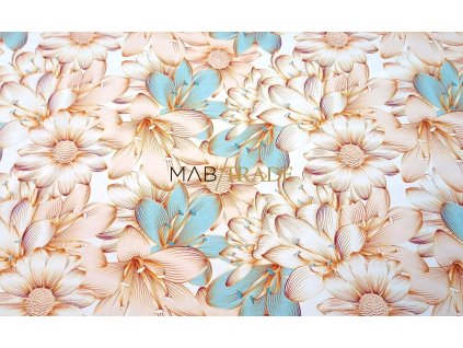 Elastická teplákovina Digi tisk -Zlatý květ Kód 4842-7322